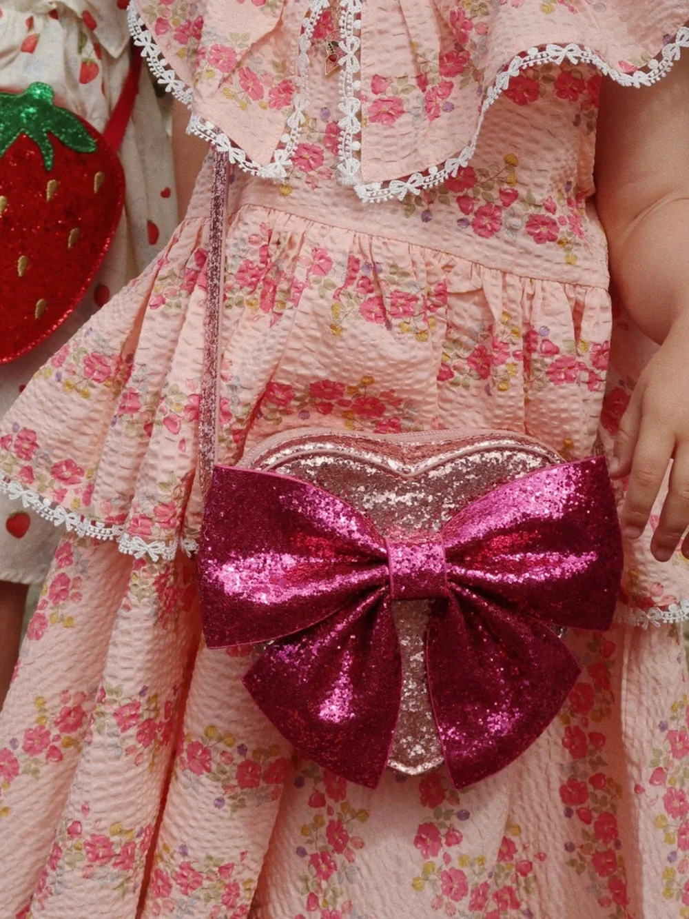 NWT $55 Konges Sløjd Tut Bow Shoulder Bag in the Pink Glitter